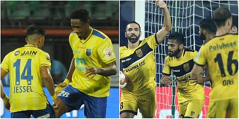 Kerala Blasters (L) and Hyderabad FC (Photo| Twitter)