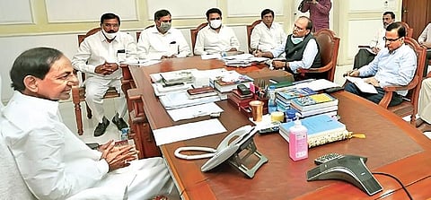 CM K Chandrasekhar Rao meets Ministers, officials at Pragathi Bhavan on Sunday.