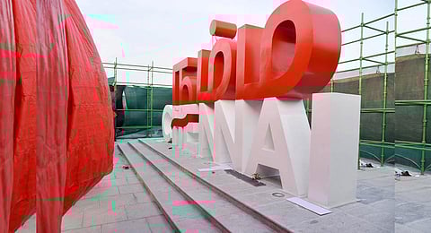 The ‘Namma Chennai’ structure built at a cost of Rs 22 lakh will be inaugurated within a week before the Pongal celebrations (Photo| R Satish Babu)