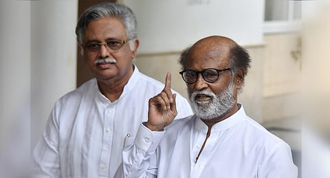 Actor Rajinikanth during the press meet in Chennai. (Photo | R Satish Babu, EPS)