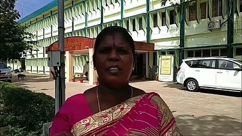 Dalit president of the Gurumurthy Naickenpatti panchayat M Muthulakshmi. (Photo| EPS)