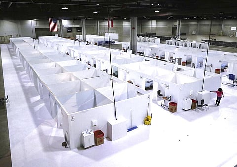 The alternative hospital bed capacity facility the state of Georgia is re-activating at the Georgia World Congress Center is seen during a tour on Tuesday, Dec. 29, 2020. (Photo | AP)