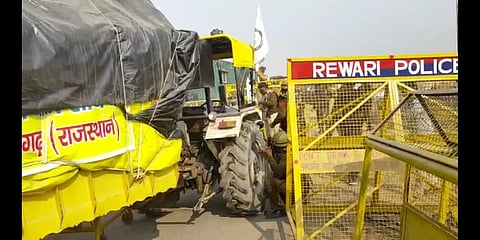 Barricades at the Rajasthan-Haryana border (Photo | Special arrangement)