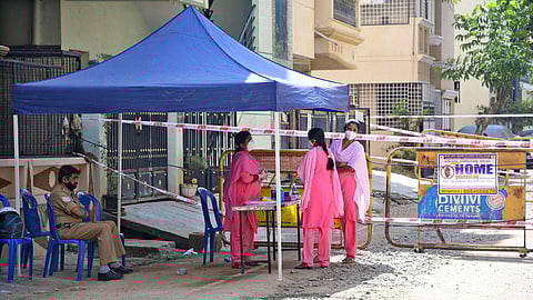The apartment complex sealed by the BBMP. (Photo | Ashishkrishna HP, EPS)