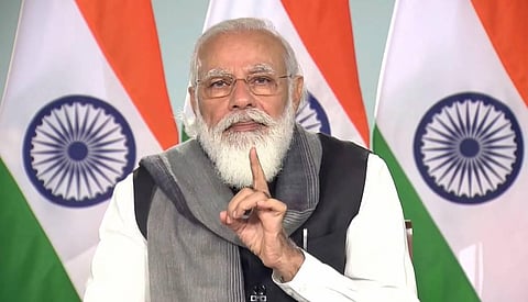 PM Narendra Modi chairs an all-party meeting with leaders of various political outfits and union ministers to discuss the COVID-19 pandemic situation in the country on Friday. (Photo | PTI)