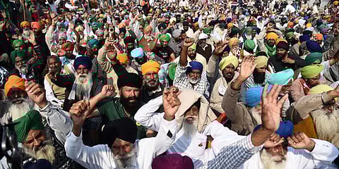 Representative image of farmers protesting in Delhi to press the Centre for several demands including MSP on crops.