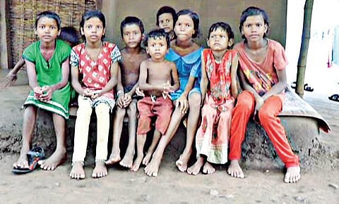 Girls at Majhipara village under Angul district. (Photo | EPS)