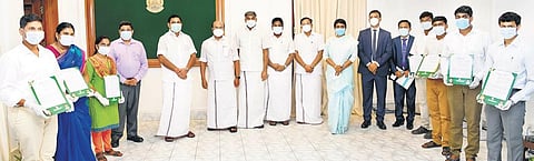 Chief Minister Edappadi K Palaniswami handed over appointment orders to the children of 14 former employees of registration department who died while on duty, at the Secretariat in Chennai on Monday