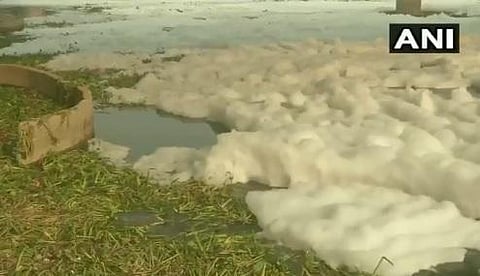 Toxic foam floats on Yamuna river. (File photo| ANI)