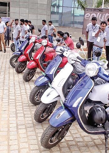 The electric vehicles launched by Pure EV, a startup incubated at IIT-H, in Hyderabad on Sunday | Sathya keerthi