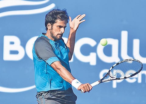Saketh Myneni beat Aslan Karatsev in the Bengaluru Open. (Photo | EPS/Shriram BN)