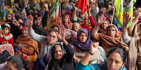 The women protesters have been staging silent protest since the morning. (Photo | PTI)