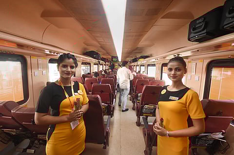 An inside view of a coach of the newly launched Lucknow-Delhi Tejas Express India's first 'private' train by IRCTC. (File Photo | PTI)
