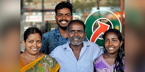 Porunnan Rajan, wife Rajani, son Ragil and daughter Akshara. (Photo | EPS)