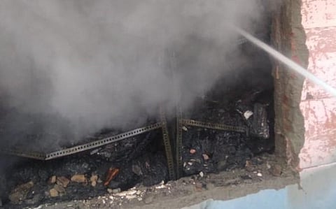 A fire broke out a spare parts factory in Delhi's Mundka. (Photo| Twitter/ANI)