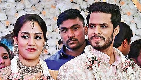 Nikhil Kumaraswamy, fianceé Revathi at their engagement function I SHRIRAM BN