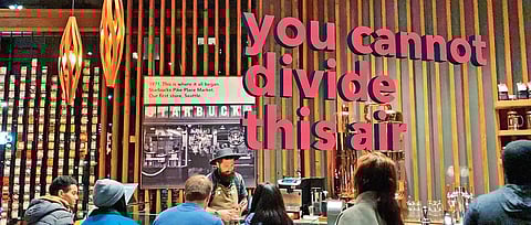 At Starbucks Coffee, Seattle, USA