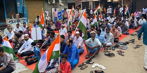 People staging a protest against the CAA in Chennai. (Photo| EPS)