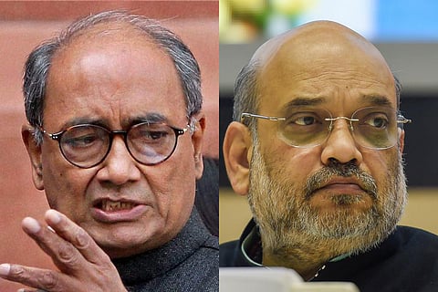 Congress leader Digvijay Singh (L) and Home Minister Amit Shah. (File photo| PTI)