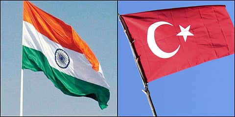 Flags of India and Turkey (Photos | PTI, AP)