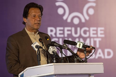 Prime Minister of Pakistan Imran Khan addresses the Refugee Summit in Islamabad, Pakistan, Monday, Feb. 17, 2020. (Photo | AP)