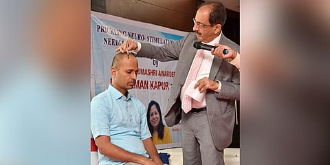 Doctors and acupunture practitioners attended the event. (Photo | R Satish Babu, EPS)