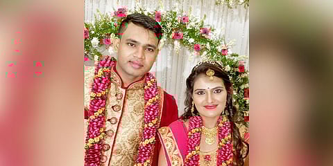 Sushmitha and Sharath on their wedding