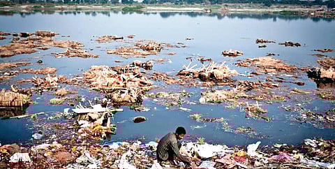 A view of the polluted waters of the Yamuna river in the national capital. (File Photo)
