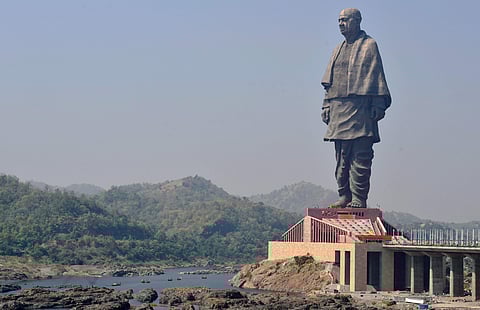 A view of the Statue of Unity in Kevadiya Colony in Narmada, Gujarat. (File | PTI)