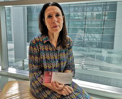 This photograph provided by Harpreet Upal, an accompanying aide of British Member of Parliament Debbie Abrahams shows Abrahams at the Indira Gandhi International Airport in New Delhi, India, Monday, Feb. 17, 2020. (Photo | AP)