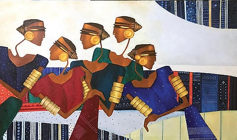 The exhibition recalls the underhues of the great Thota Vaikuntham.