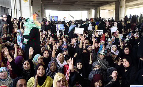 Women protest in Jaffrabad metro station area, against Citizenship Amendment Act. (Photo | Parveen Negi, EPS)