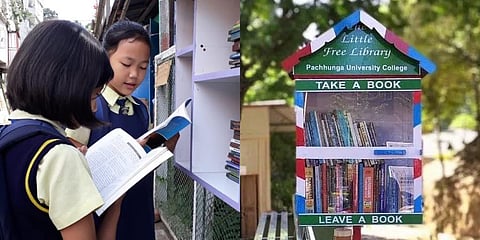 The roadside library encourages reading habits and helps in building community by providing access to exchange free books. (Photo | Parveen Kaswan Twitter)