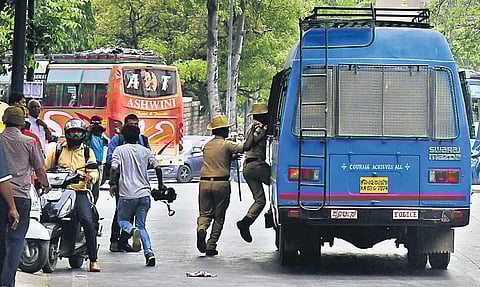 Tight security in place while gangster Ravi Pujari was produced at ACMM Court in Bengaluru on Monday | Shriram BN