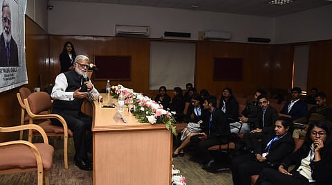 Editorial Director of The New Indian Express Group Prabhu Chawla during the Red Bricks Summit 2020 at Shri Ram College of Commerce in New Delhi. (Photo | EPS/Parveen Negi)