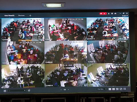 A view of different examination centres at the Lucknow control room (Photo | Express)