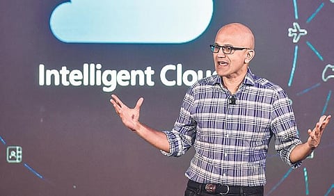 Microsoft CEO Satya Nadella at the ‘Future Decoded Tech Summit in Bengaluru | PTI