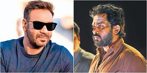 Actor Ajay Devgn and actor Karthi from 'Kaithi'
