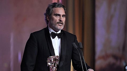 Actor Joaquin Phoenix during his Bafta acceptance speech. (Photo |Twitter)