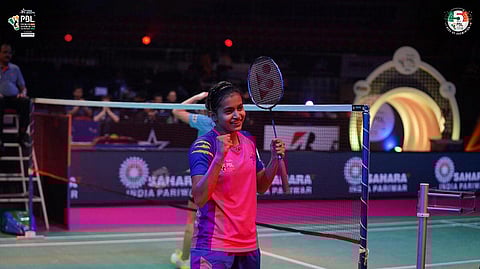 Rituparna Das stunned World No.14 Beiwen Zhang in straight games. (Photo: Twitter/PBL)