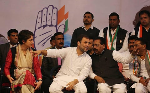 Former Congress president Rahul Gandhi and General secretary Priyanka Gandhi during an election rally in New Delhi. (Photo| Shekhar Yadav/ EPS)