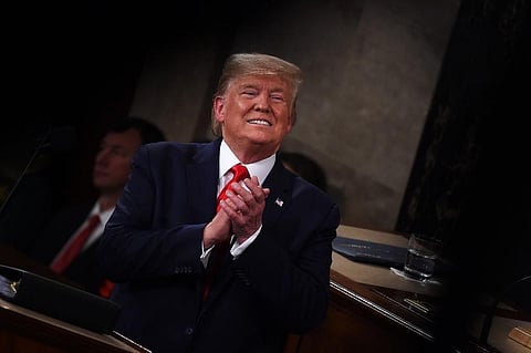 US President Donald Trump applauds as he delivers the State of the Union address at the US Capitol in Washington, DC, on February 4, 2020. (Photo | AFP)