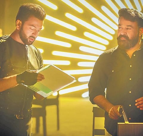 Actor Prithviraj with Mohanlal