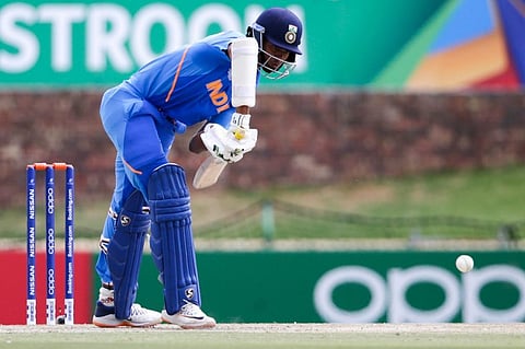 India’s batsman Yashasvi Jaiswal plays a shot during the ICC Under-19 World Cup cricket semi-final. (Photo | AFP)