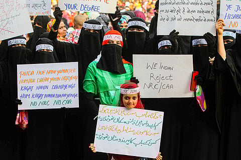 Muslims participate in a protest against the Citizenship Act, National Register of Citizens, and National Population Register in Mumbai Tuesday Feb. 4 2020. (Photo | PTI)