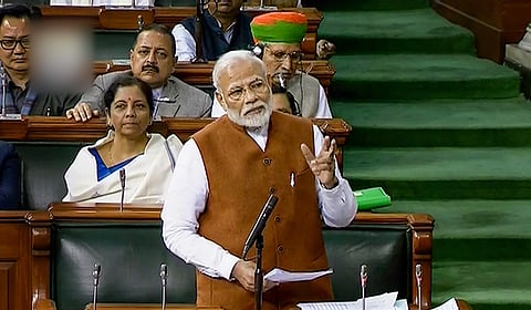 Prime Minister Narendra Modi speaks in the Lok Sabha during the ongoing Budget Session of Parliament on Thursday. (Youtube Screengrab)