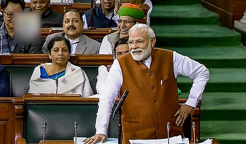 Prime Minister Narendra Modi in Lok Sabha (Photo| PTI)