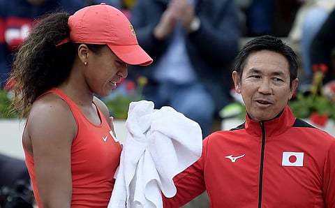 Japan´s Naomi Osaka in tears after her Fed Cup Qualifiers first round defeat to Spain's Sara Sorribes Tormo. (Photo | AFP)