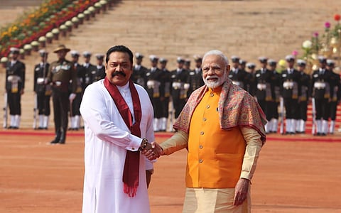 Prime Minister Narendra Modi and his Sri Lankan counterpart Mahinda Rajapaksa. (Photo | EPS, Shekhar Yadav)