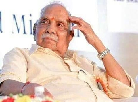 P Parameswaran, 93, one of the tallest leaders of the RSS. (Photo | EPS)